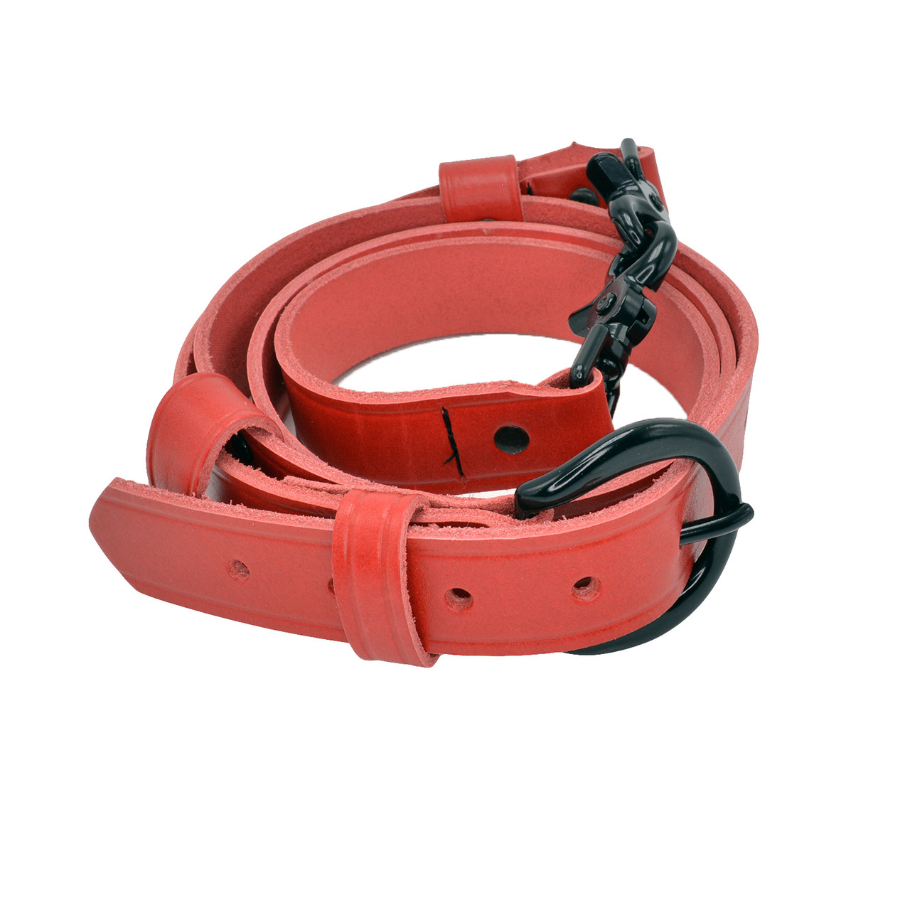 Perfect Fit Red Leather Adjustable Fireman Radio Strap