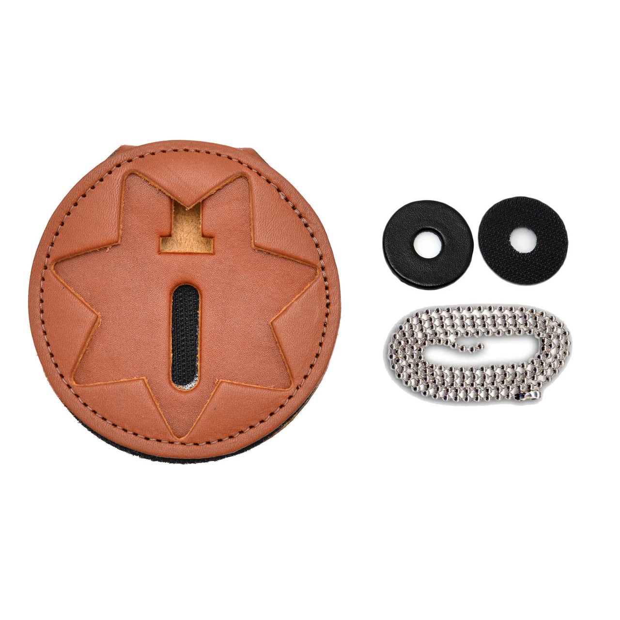 Tan Leather 7 Point Star Clip On Belt Badge Holder | 7 PT