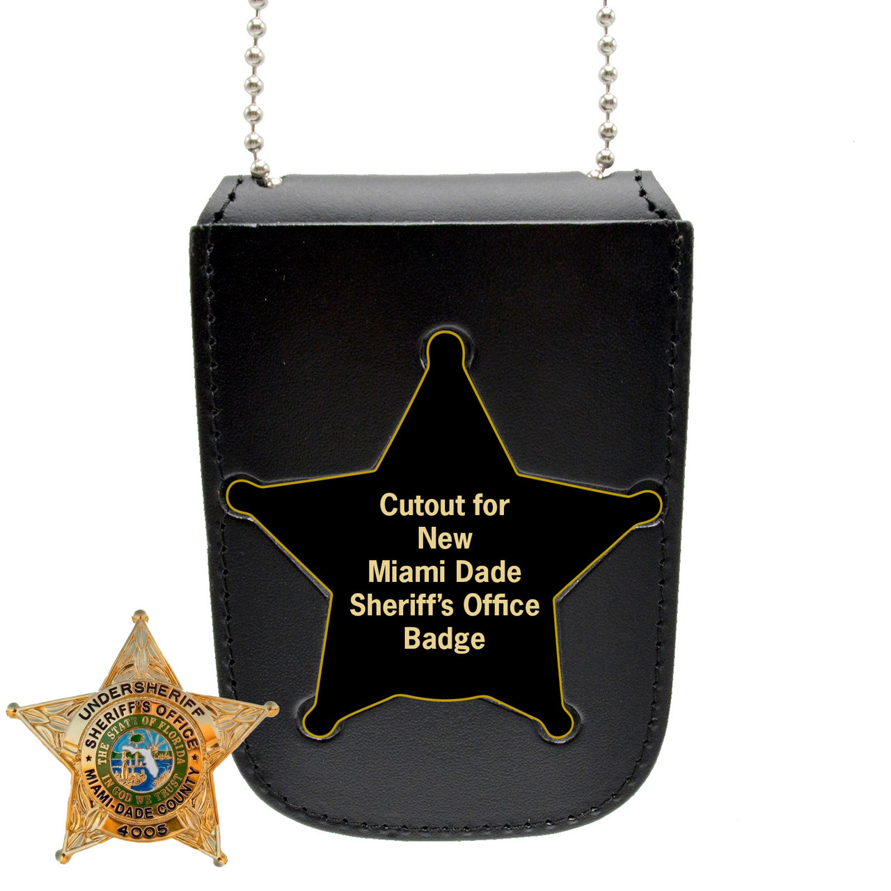 Miami Dade Sheriff Recessed Badge and ID Neck Holder with Chain