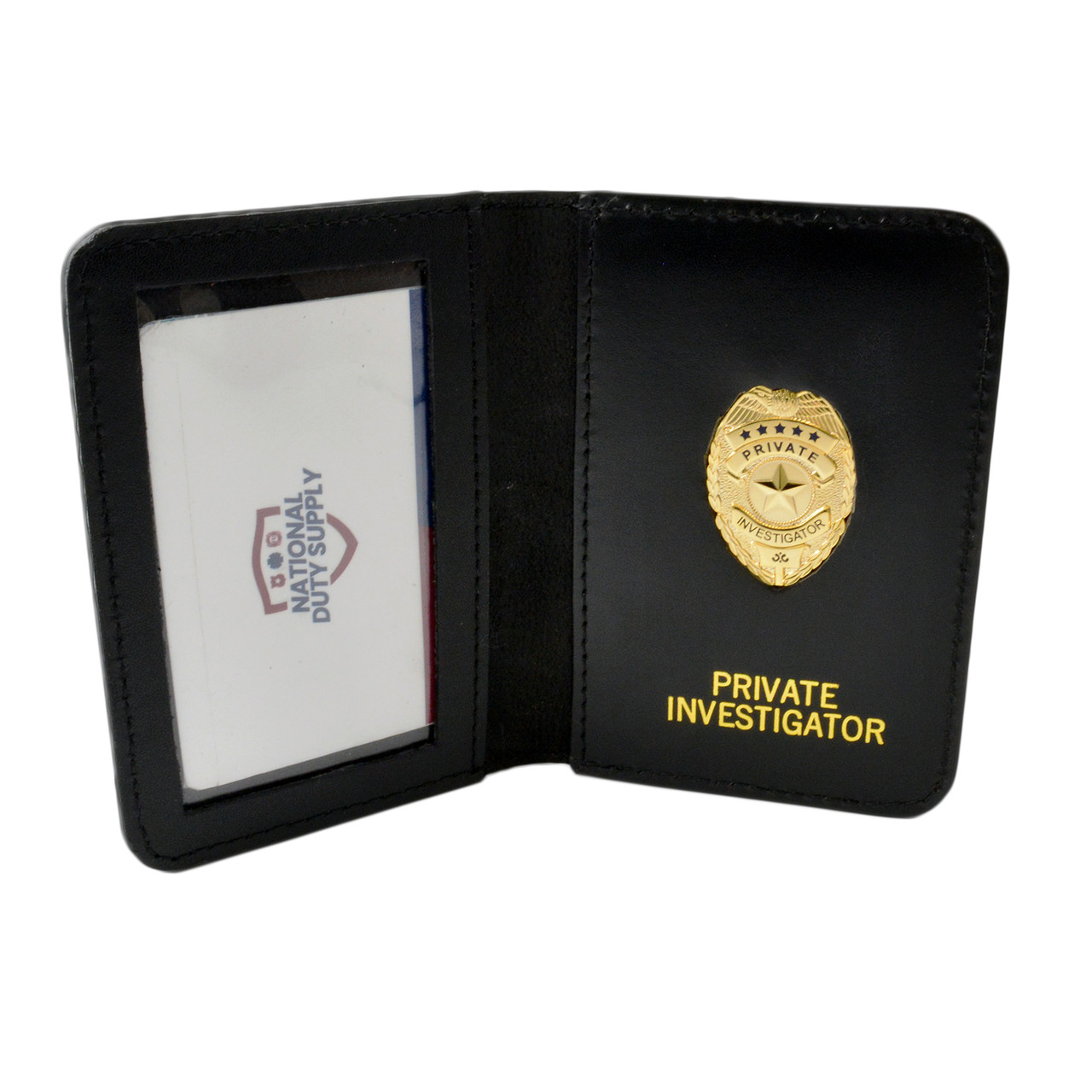 Leather Private Investigator ID Case with Mini Badge | Private