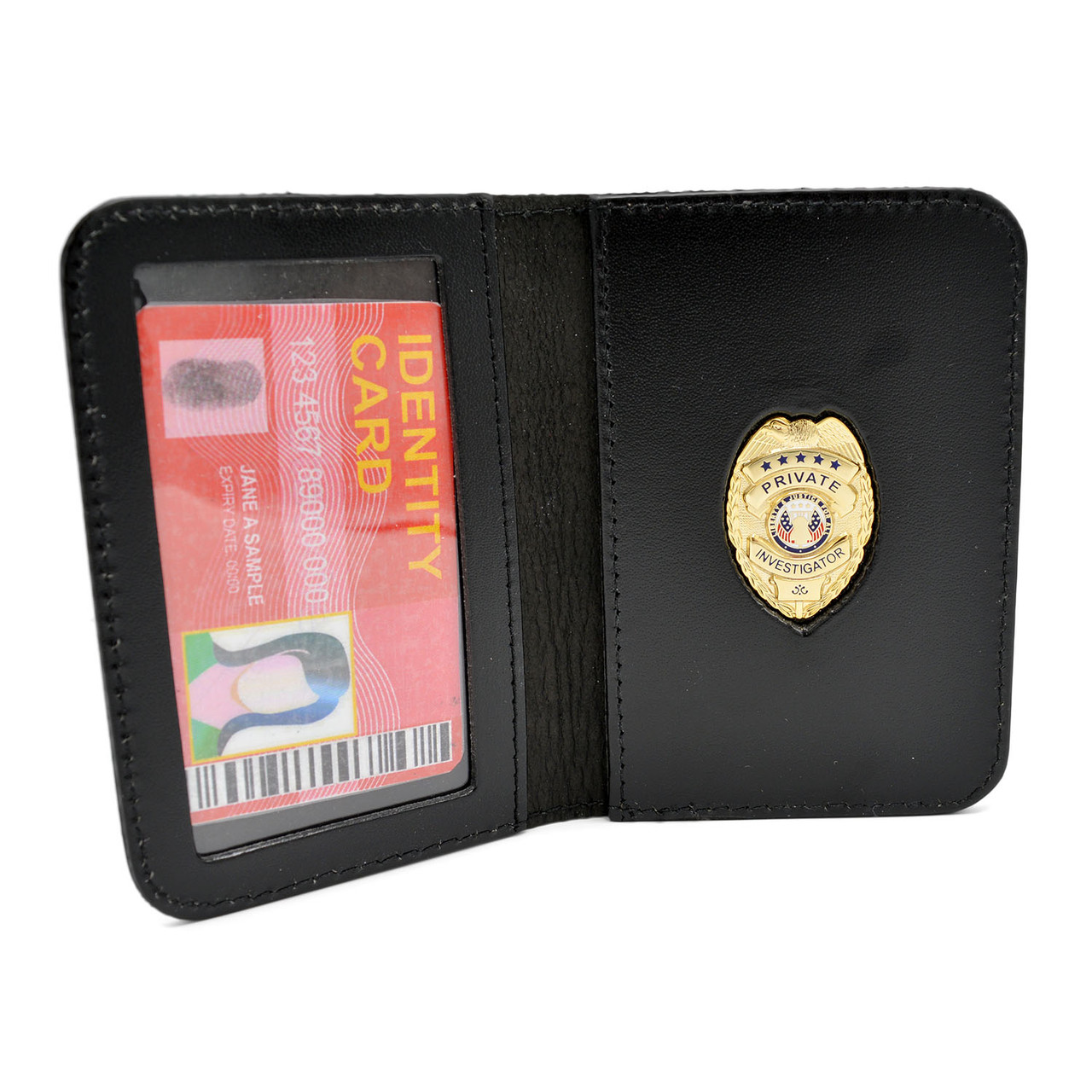 Leather Private Investigator ID Case with Mini Badge | Private