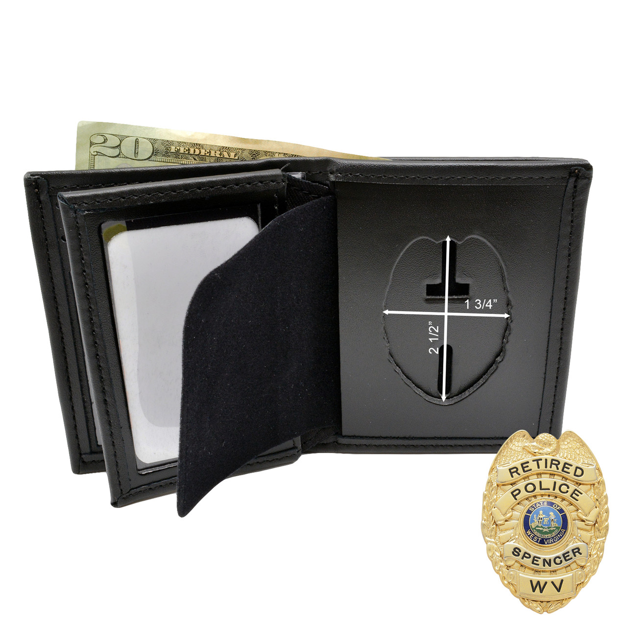 2.5 Eagle Top Badge Wallet, S93 Smith Warren Badge Wallet