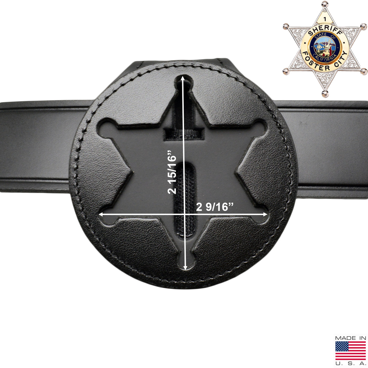 Genuine Leather Holder/ Holster/ Wallet for Multi-Size Round or Star Police Badges