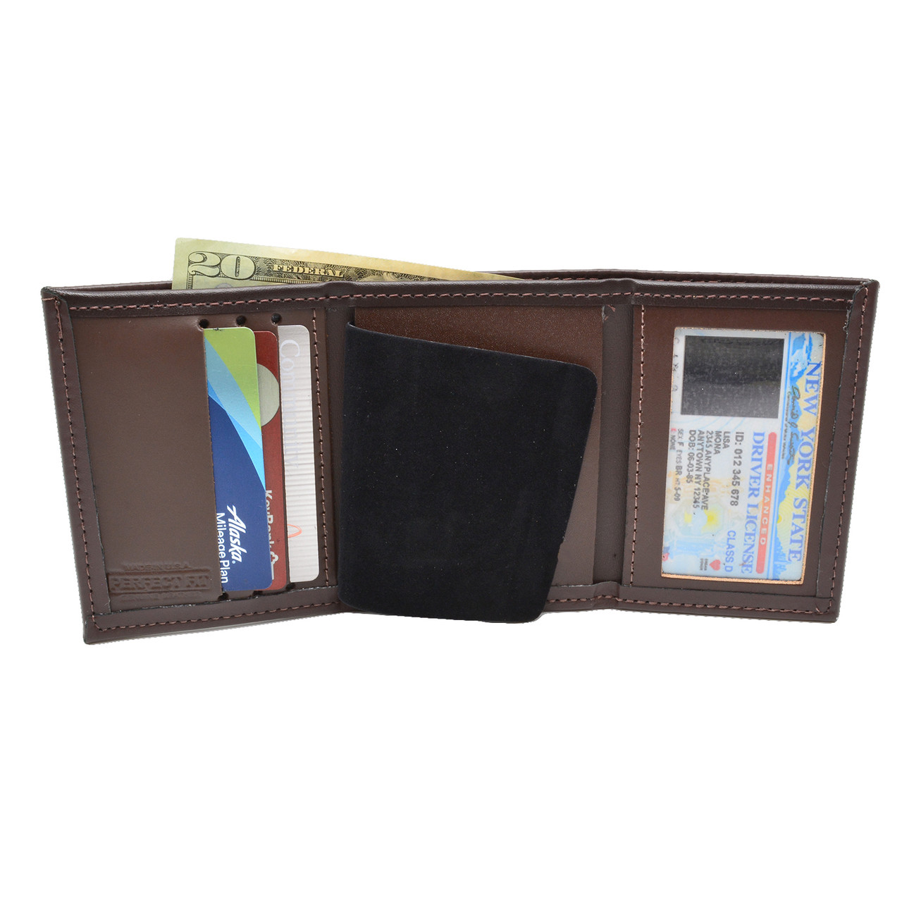 Perfect Fit Model 104-A Bifold Hidden Badge Wallet - Double ID - Cutout