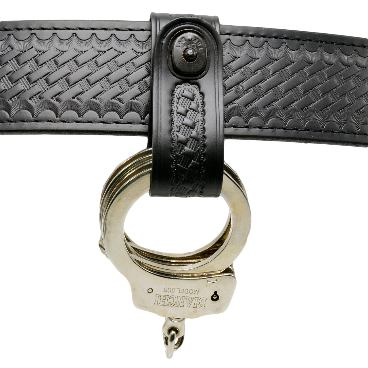 Unmarked Leather Strap Duty Belt Handcuff Holster Holder with Hand Cuffs 1  Key