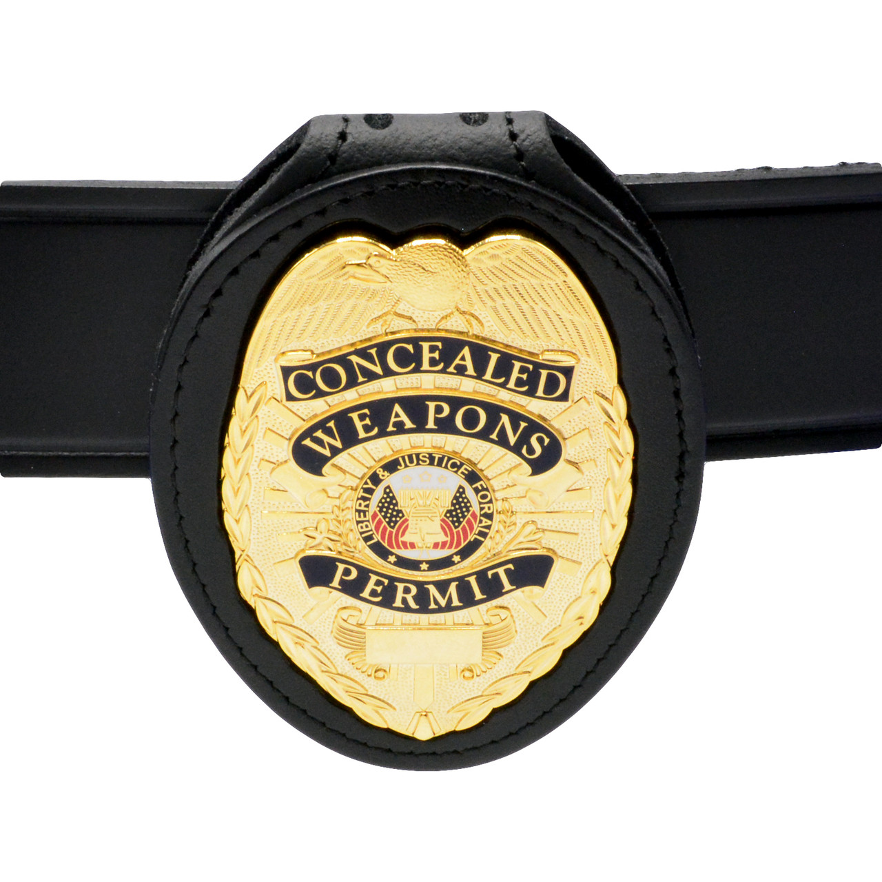 CWP Badge with Belt Clip Holder | Concealed Weapons Permit Badge