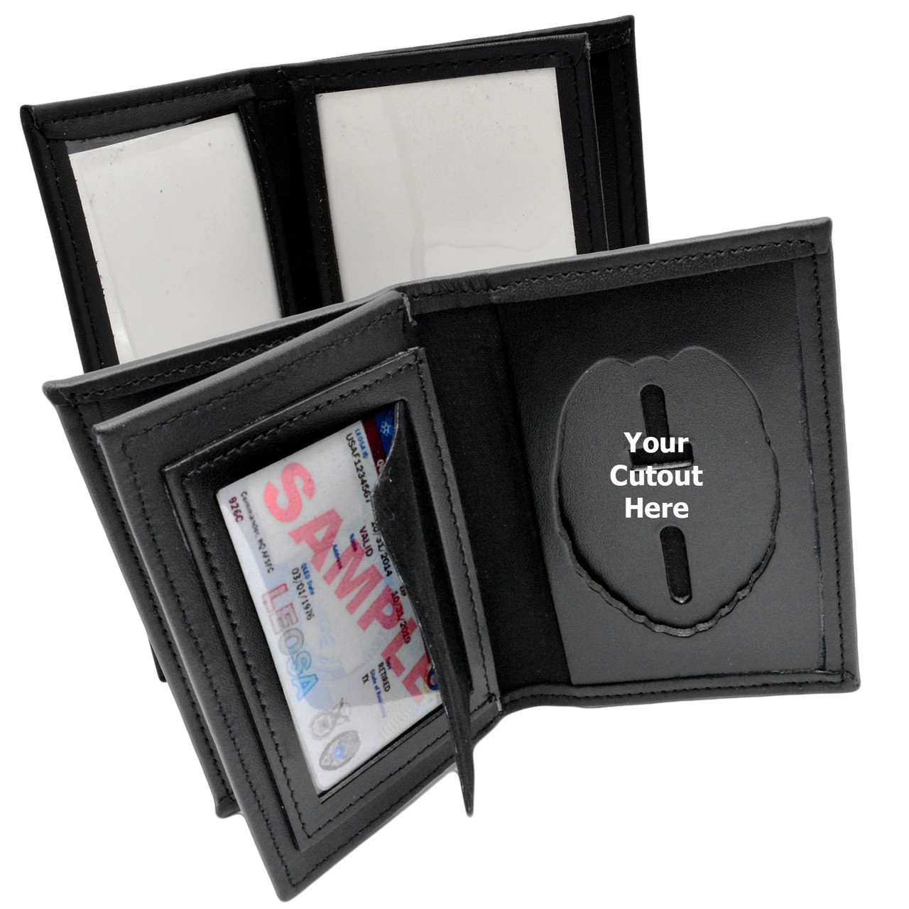 RFID Dual Portrait ID Leather Badge Holder