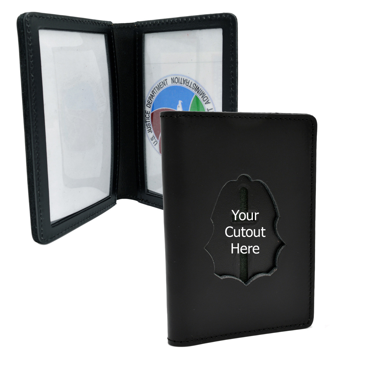 Duty Leather Book Style Badge and Single ID Case - Cutout