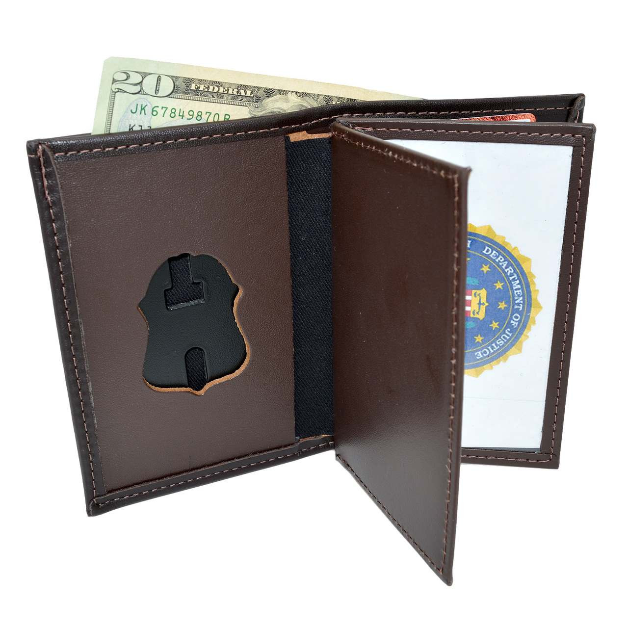 FBI Antique Mini Badge in a Mini Leather Wallet Key Fob was 