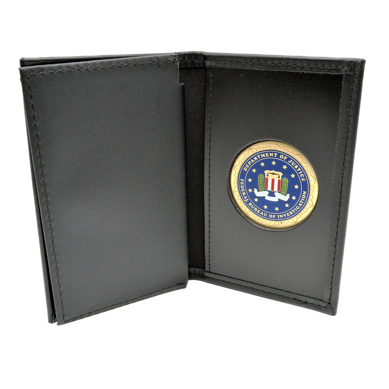 新品 FBI バッジ バッヂ はめ込みタイプ クリップ付レザーケース