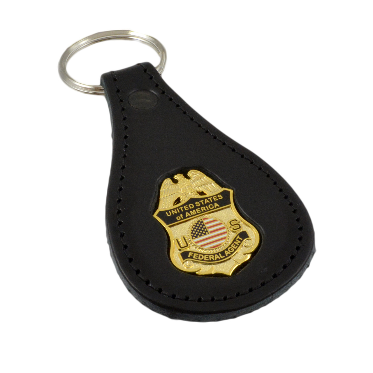 Government Keychains Federal Agent Mini Badge Leather Key Ring | Federal Agent Key Fob