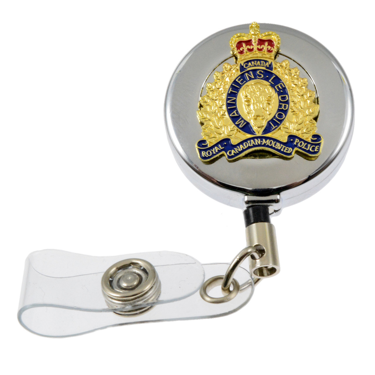 Rcmp GRC Royal Canadian Mounted Police Crest Retractable Badge Reel (Silver)