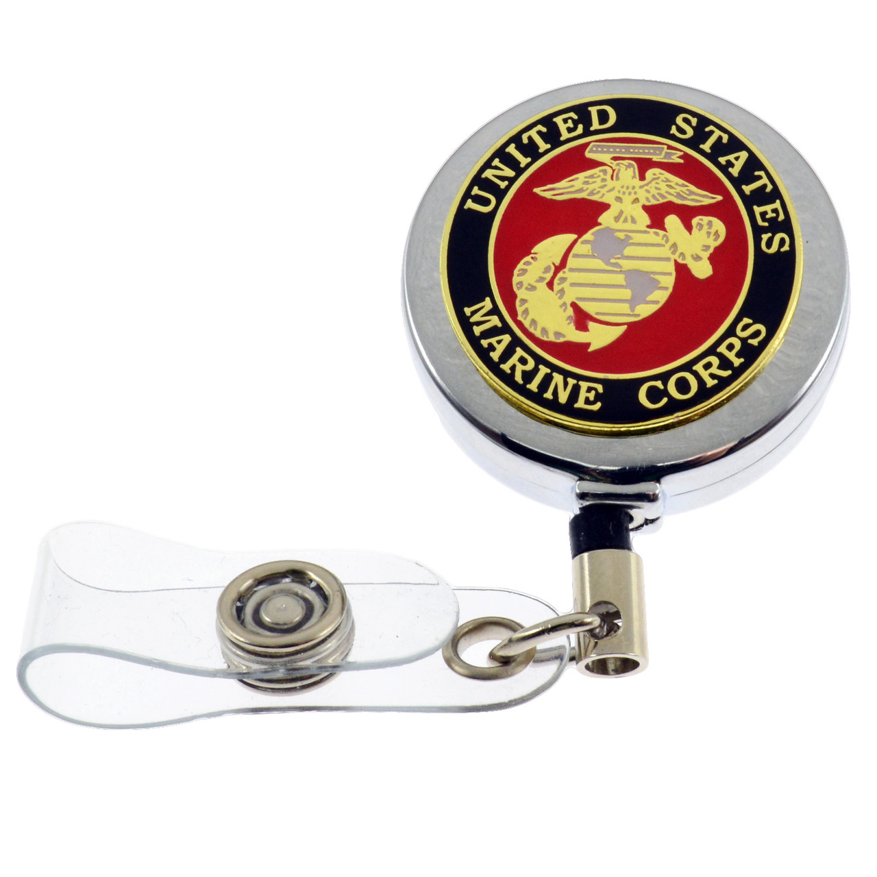 US Marine Corps Military Retractable ID Holder Badge Reel