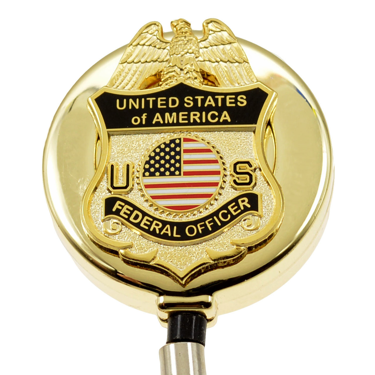 Federal Officer Mini Badge Retractable ID Holder Reel Federal Officer