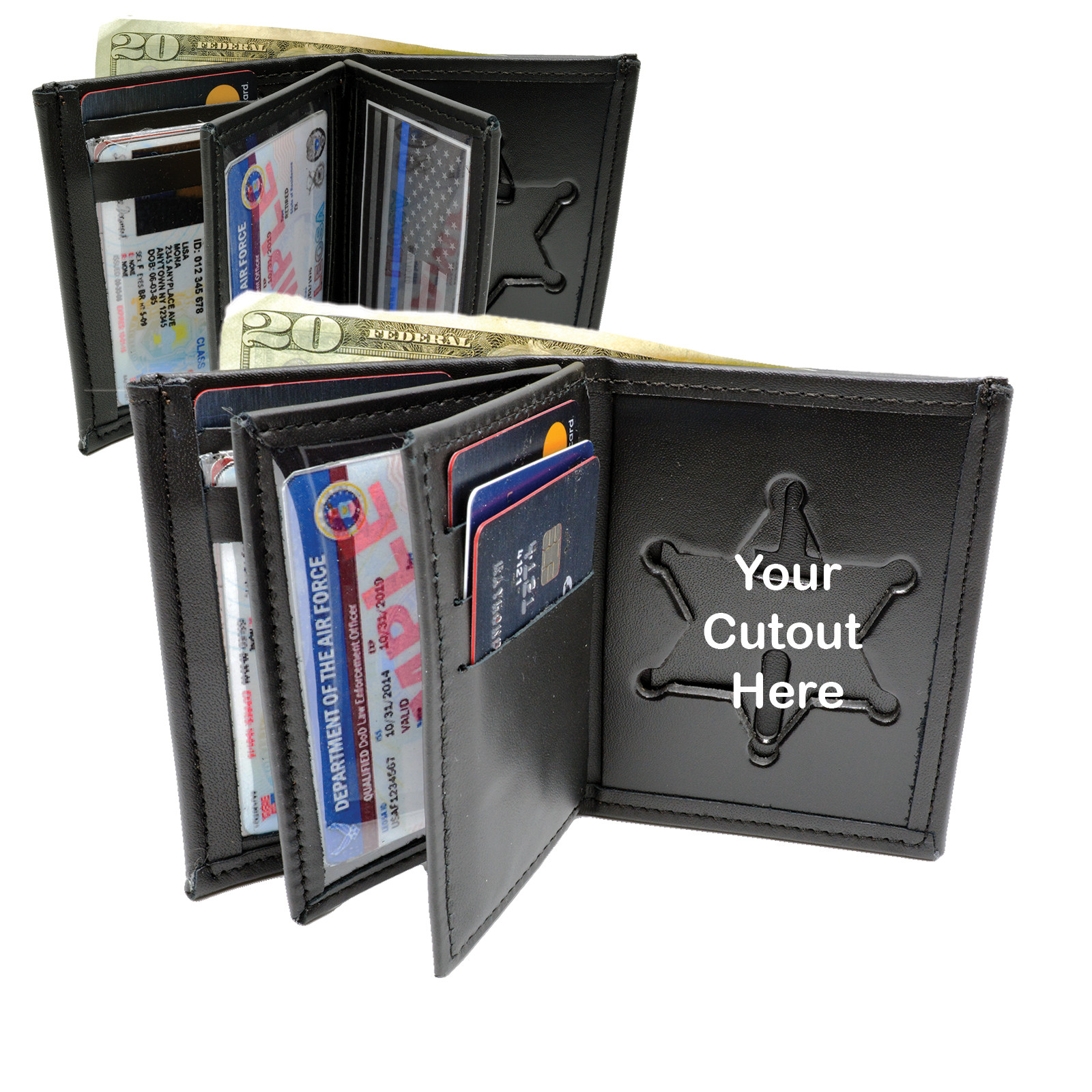 Badge Wallets Select Your Own Cutout Badge Wallets Double ID Custom