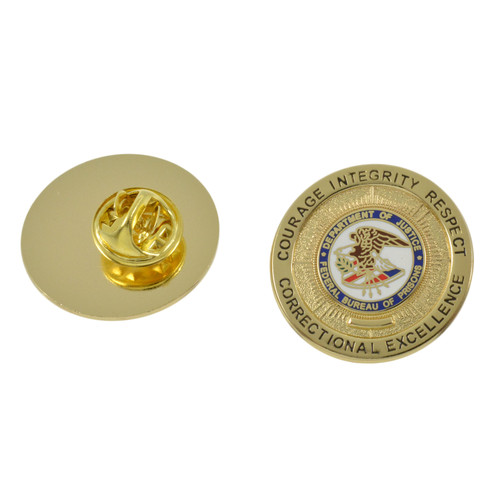 FBOP Bureau of Prisons Mini Badge Lapel Pin - Gold