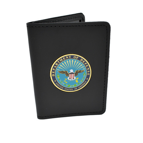 DOD Department of Defense Medallion Double ID Leather Case