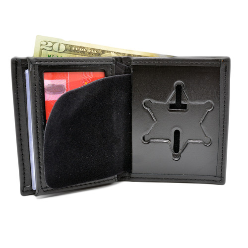 Illinois State Police Recessed Police Badge Leather Wallet -6 PT Star
