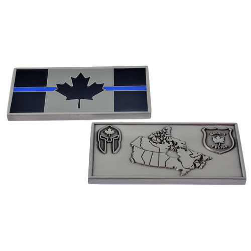 Canada Thin Blue Line Flag Challenge Coin - Spartan - Police