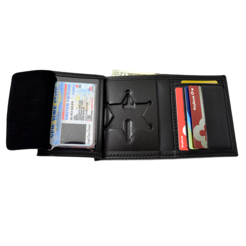 6 Point Sheriff Star Hidden Badge Wallet - 5 CC Slots - B812 S534