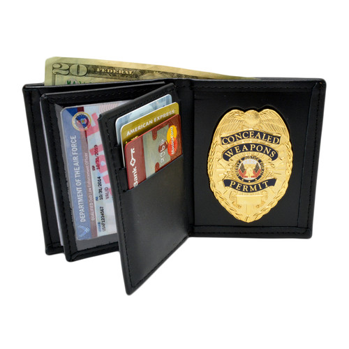 Concealed Weapons Permit Badge and Double ID Wallet Combo