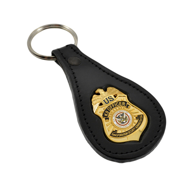DHS TSA K9 Officer Mini Badge Leather Key Ring