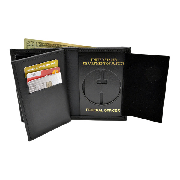 Bureau of Prisons  Credential Case Double ID Wallet - DOJ / Federal Officer Imprint