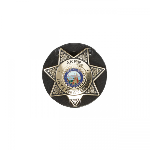 Aker Leather Clip-On Star Badge Holder black Aker Leather Clip-On Star Badge Holder black