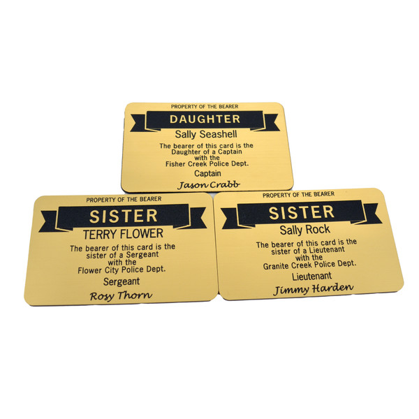 Gold Acrylic Law Enforcement Family Member Courtesy Card