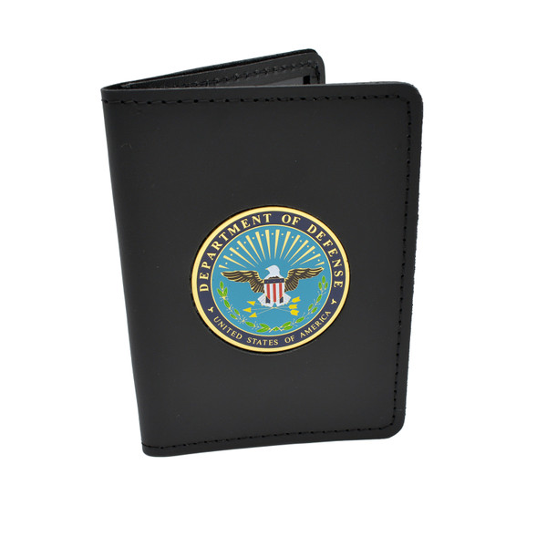 DOD Department of Defense Medallion Double ID Leather Case