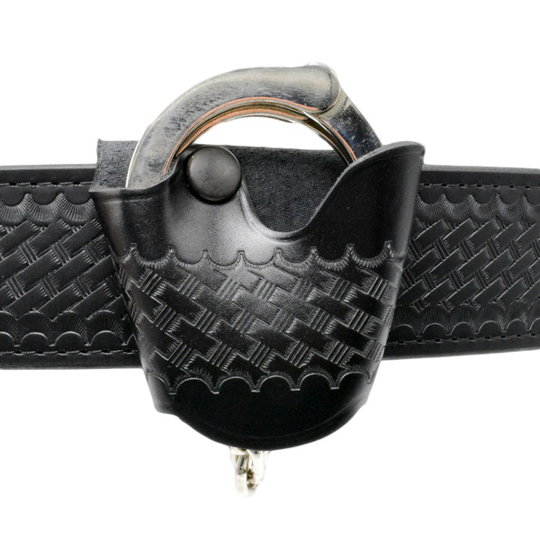 Perfect Fit Basketweave Leather Quick Release Handcuff Case - Standard Size