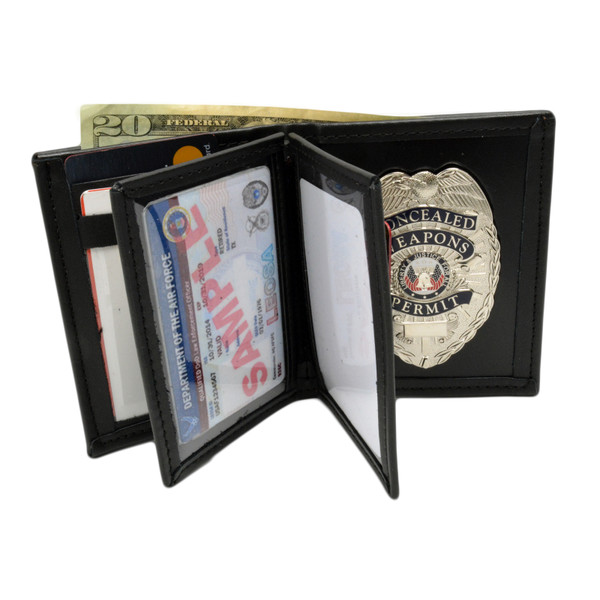 Concealed Weapons Permit Badge and Double ID Wallet Combo