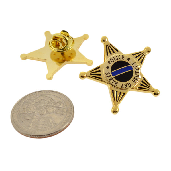 Police Officer 5 Point Star Mini Badge Lapel Pin