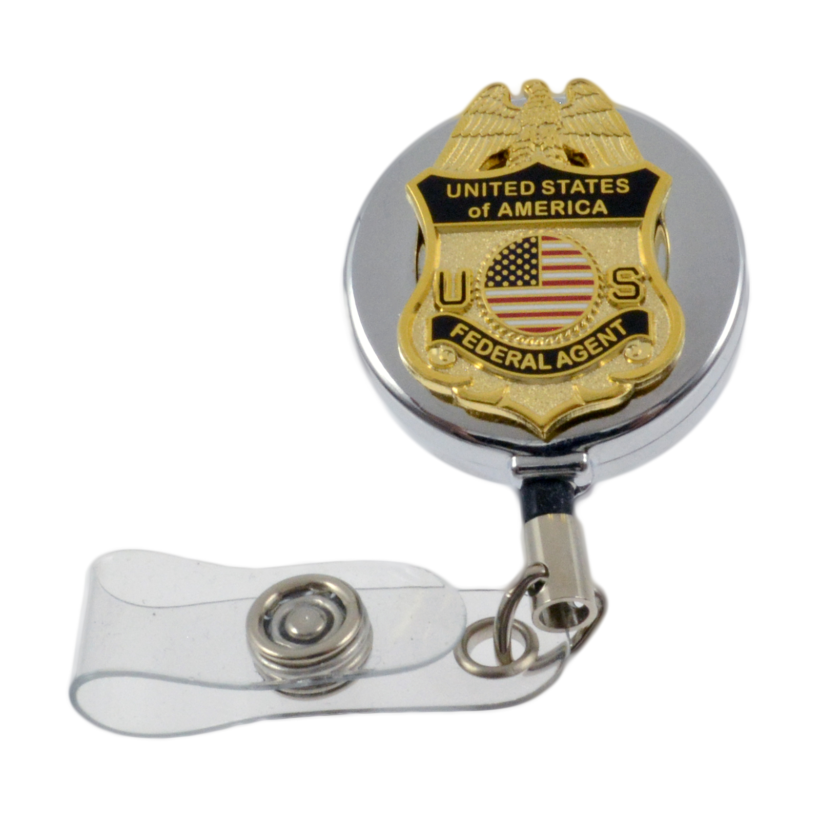 Federal Agent Retractable ID Holder Badge Reel (Silver)