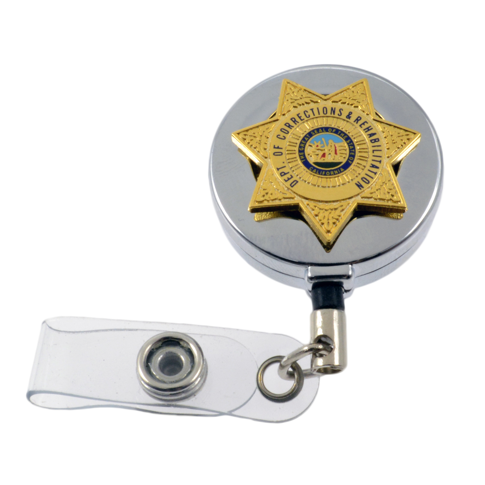 CDCR California Corrections Officer Retractable Badge Reel (Silver)