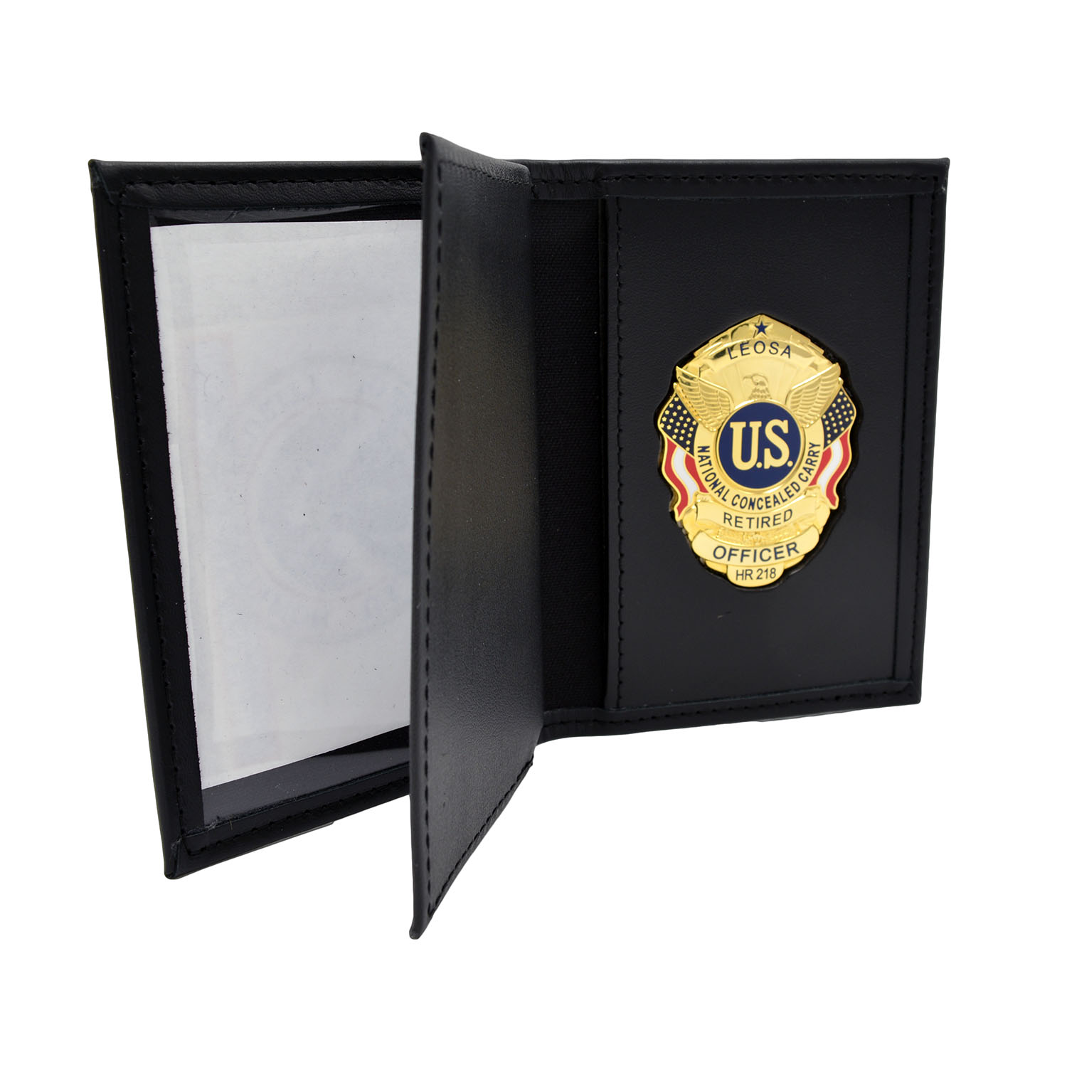 Perfect Fit LEOSA HR218 Concealed Carry Badge Leather Double ID Case