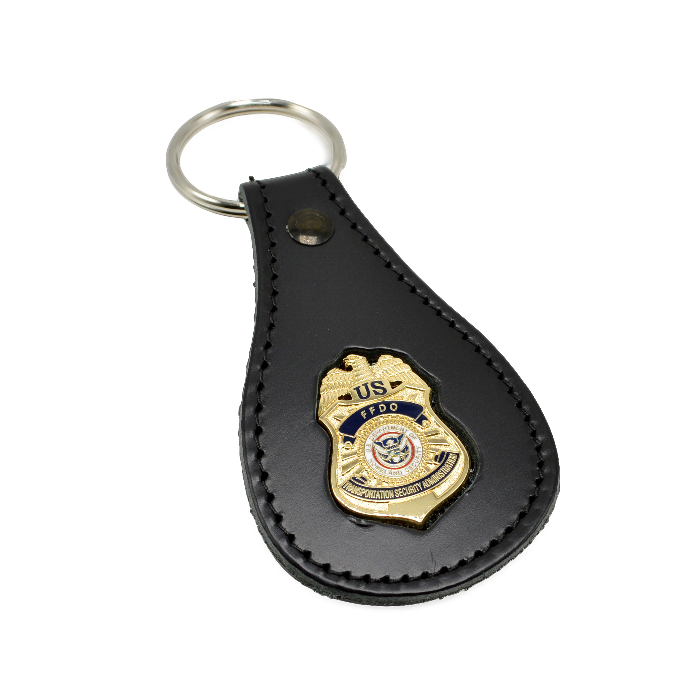 DHS TSA Federal Flight Deck Officer (FFDO) Mini Badge Leather Key Ring