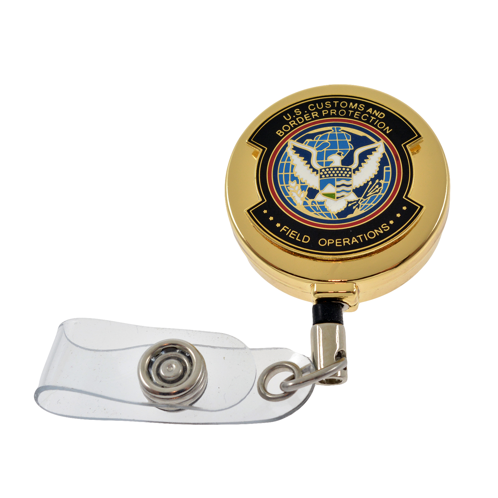 CBP Field Operations Patch Retractable Badge Reel ID Holder (Gold)