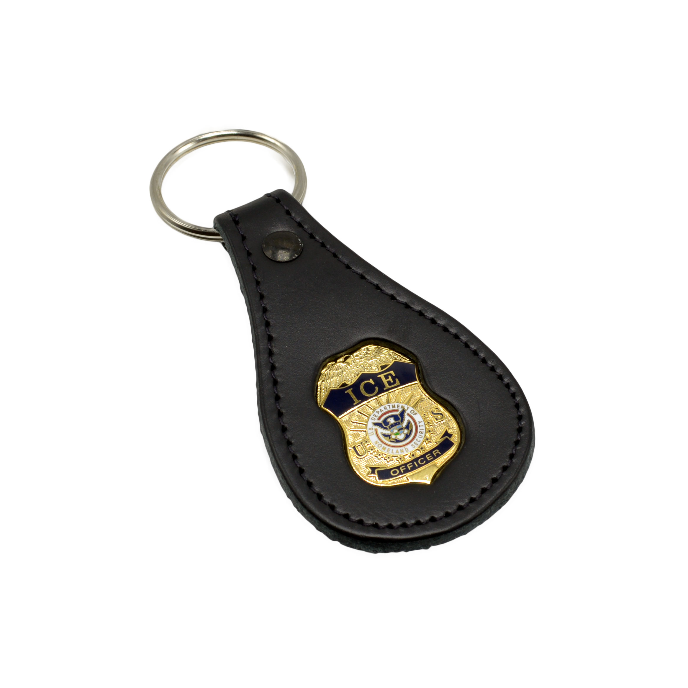 DHS ICE Officer Mini Badge Leather Key Ring |