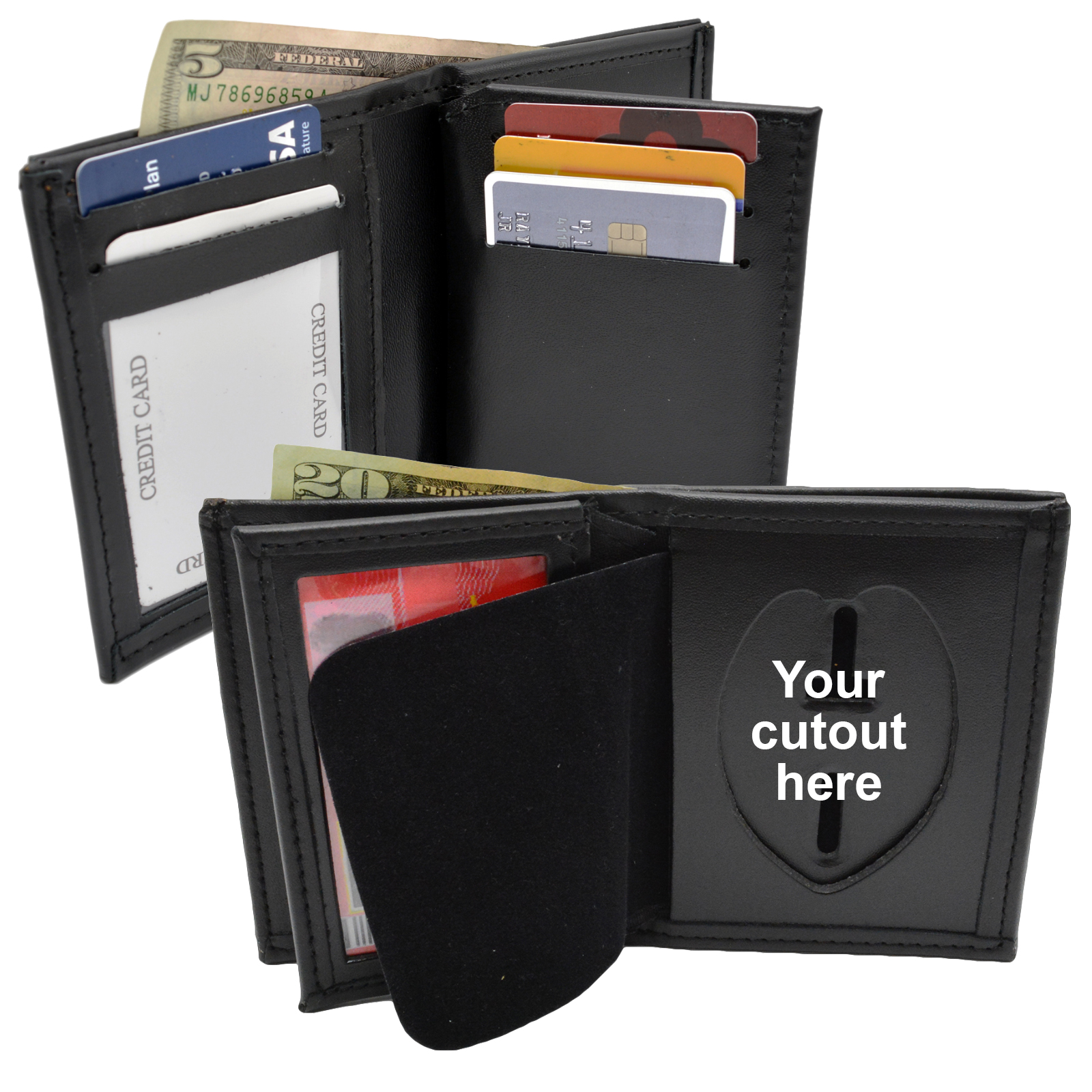 Essential Trifold Badge Wallet, Black