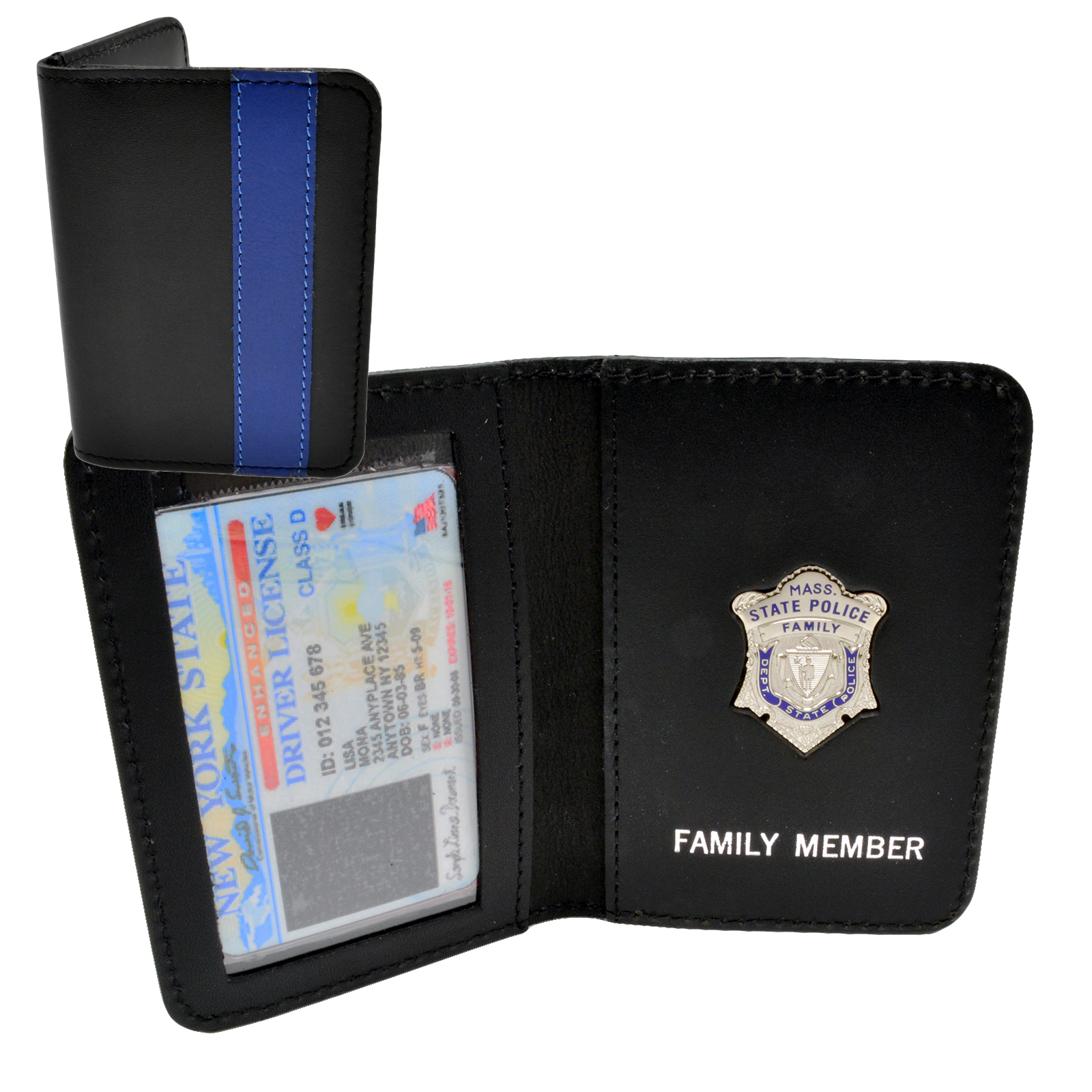 米国ポリスバッジ【MAINE州STATE POLICE】PFバッジホルダー付き thin-blue-line-mass-state-