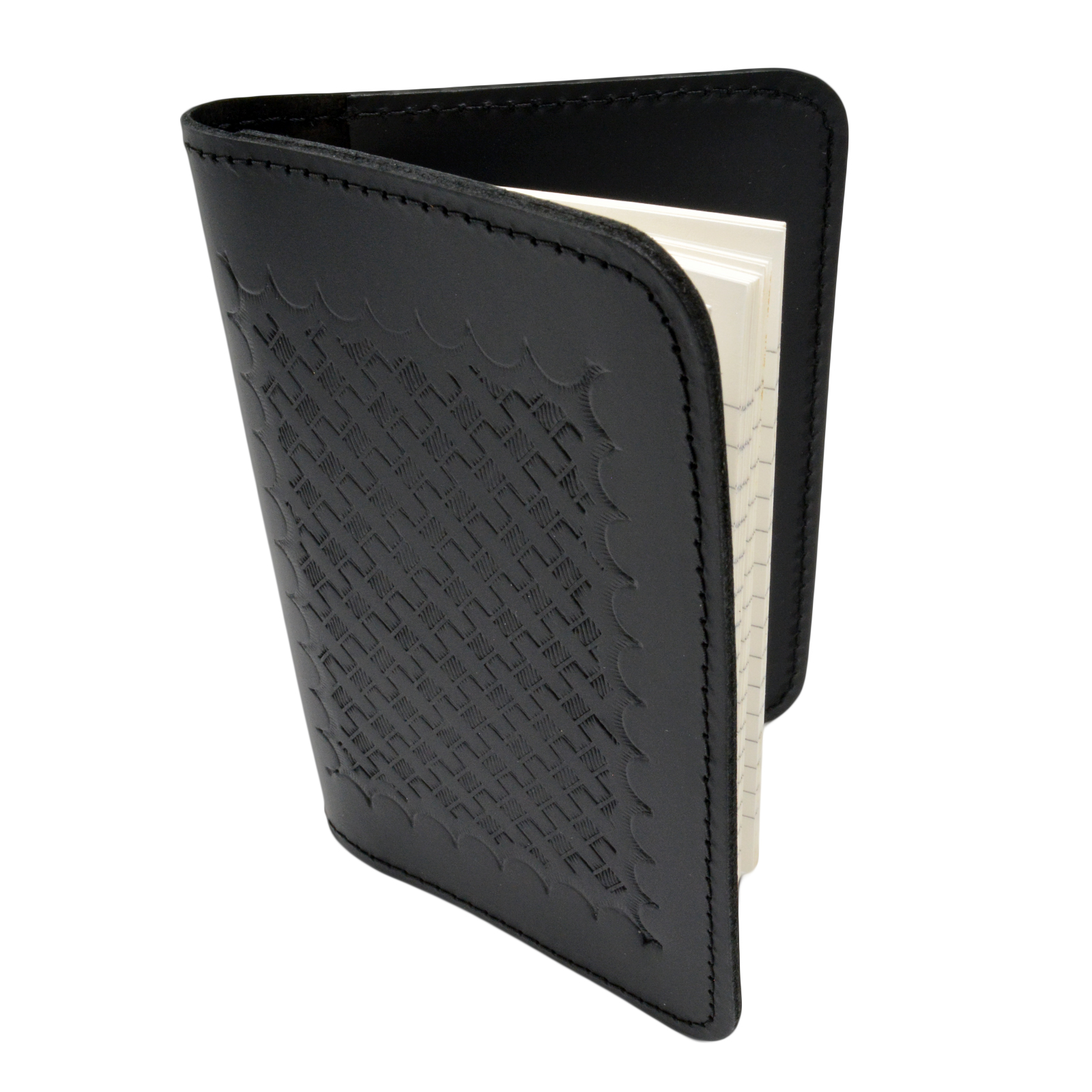 Leather Book Style 3 x 5 Notebook Case | Basketweave Police Pocket ...