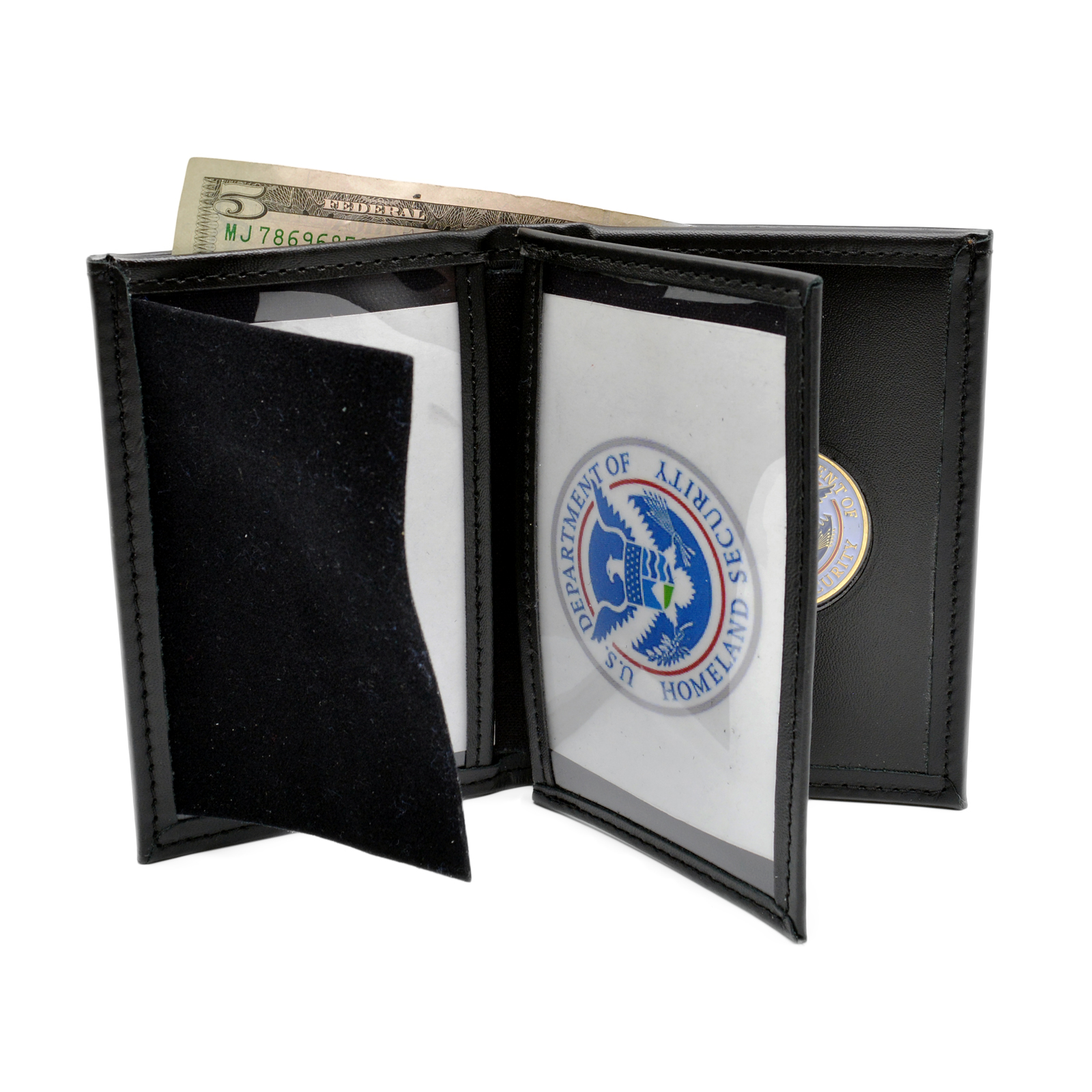 Double ID Challenge Coin Holder Leather Wallet | Federal ID