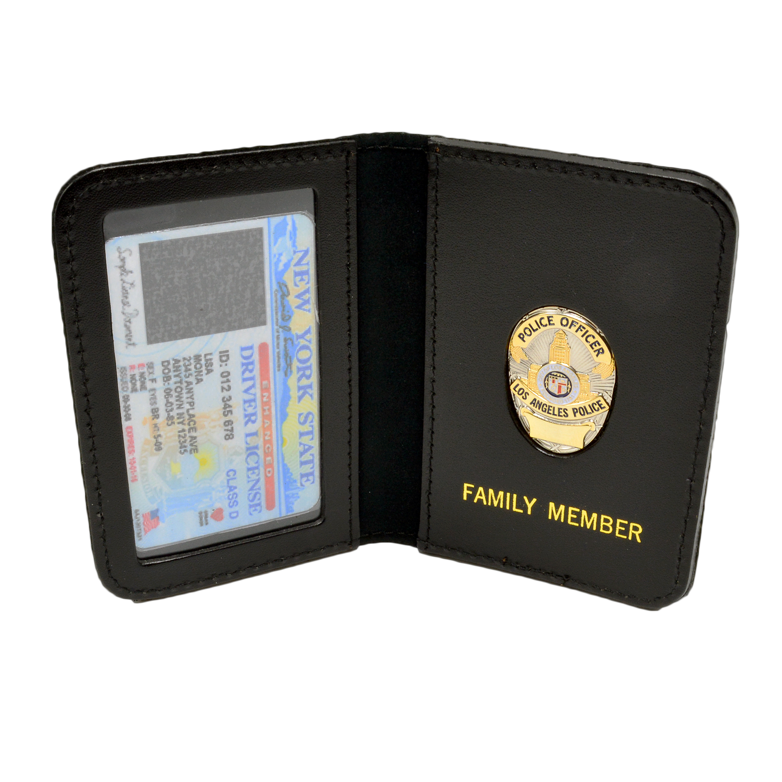 LAPD Officer Family Member Badge Leather ID Wallet Case