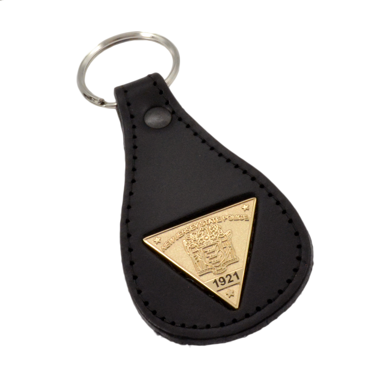 New Jersey State Police Mini Badge Leather Key Ring | NJSP Key Fob
