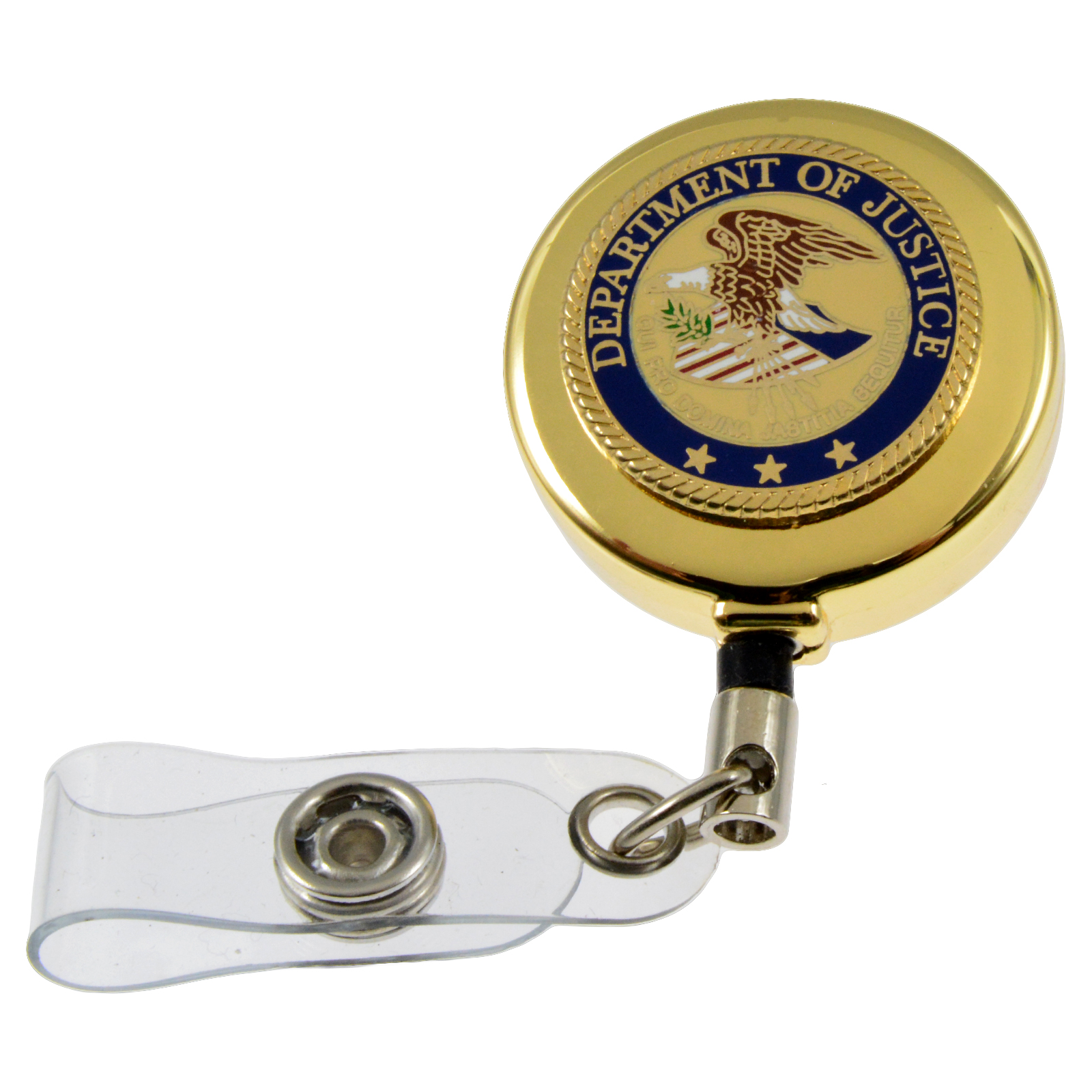 Department of Justice DOJ Seal Retractable ID Badge Holder (Gold)