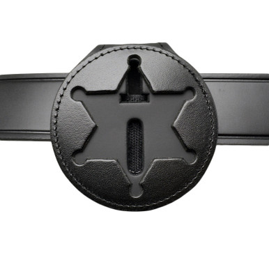 6 Point Star Belt Clip Badge Holder with Pocket and Chain - B812 S534