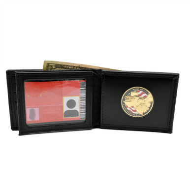 Challenge Coin Holder Leather Wallet Case Double ID Credit Card Slots USA Made Challenge Coin Holder Leather Wallet Case Double ID Credit Card Slots USA Made