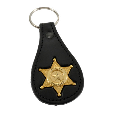 Deputy Sheriff Star Mini Badge Leather Key Ring | 6 point Star Key Fob