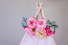 A gorgeous pink deluxe flower garland made from premium silk florals. Made up of peonies, lambs ear, cabbage roses, and garden roses.